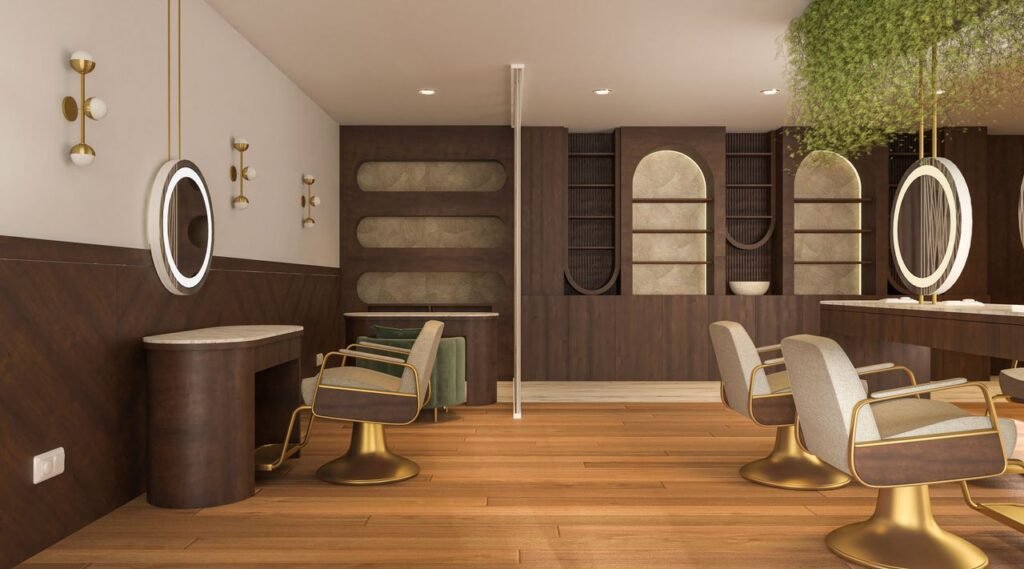 Elegant salon featuring contemporary furniture and minimalist decor in a London setting.